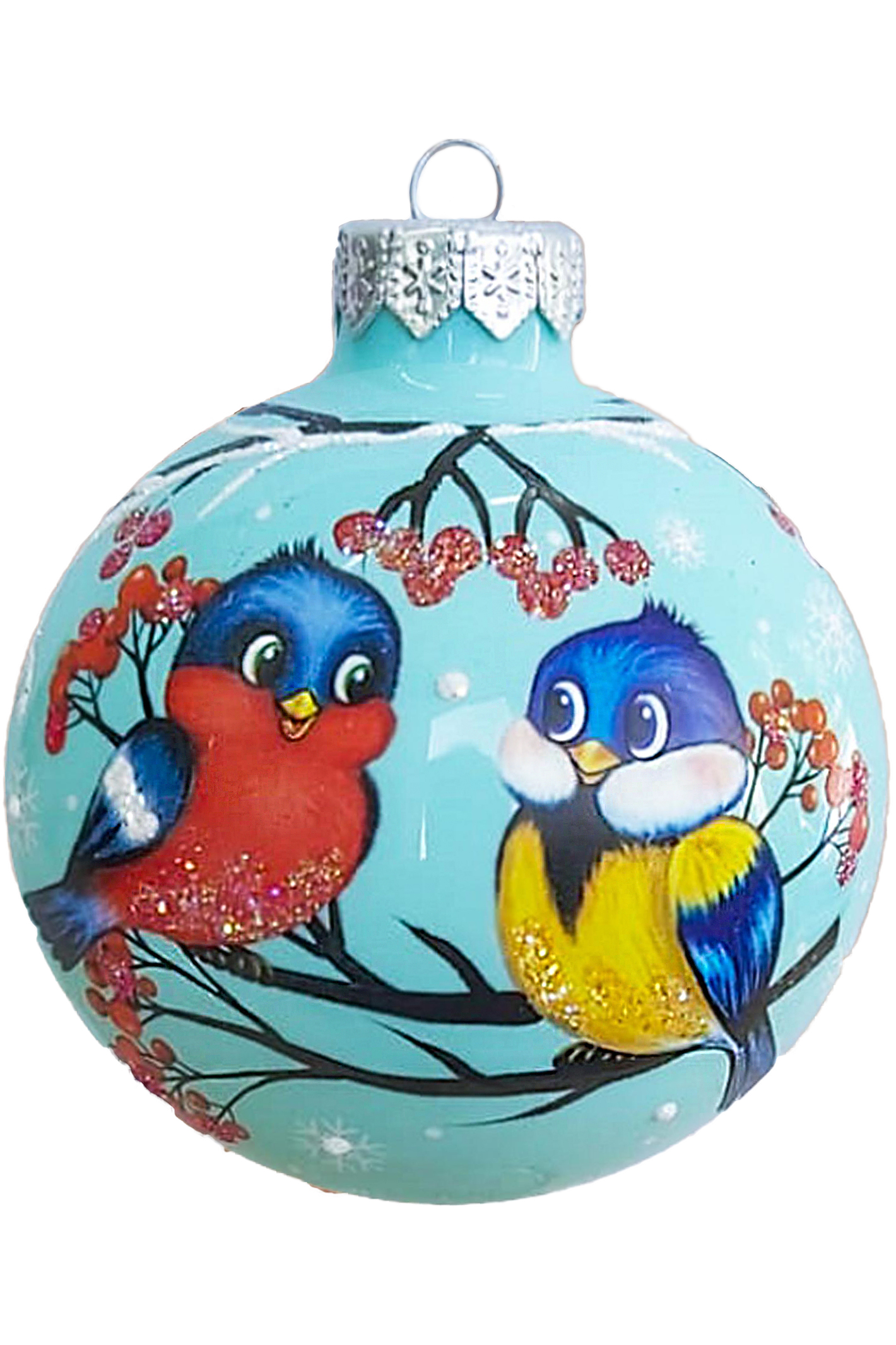 Елочный шар Праздничные синичка и снегирь КУ-80-234049